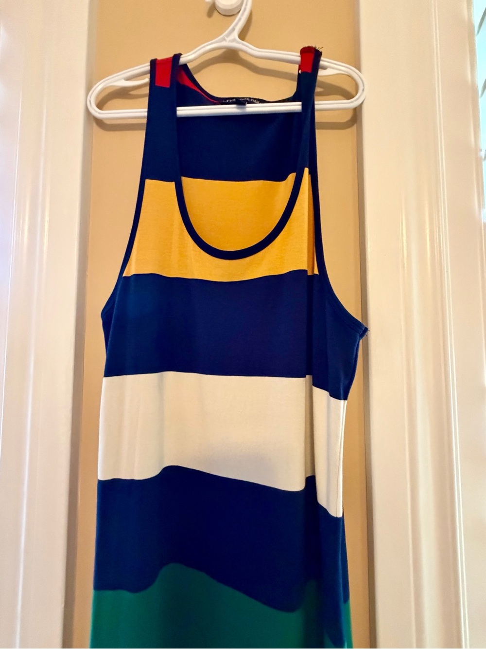 HBC Stripes Navy Sleeveless Jersey knit Maxi Dress-Women's Small